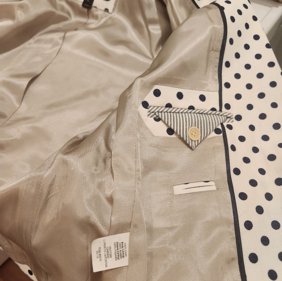 J Crew woman's polka dot two button schoolboy blazer white and blue size 0. - Picture 4 of 6